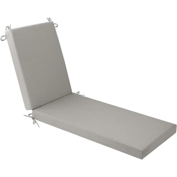 80 x 26 x 3 in. Light Gray Outdoor Olefin Chaise Lounge Cushion with Ties