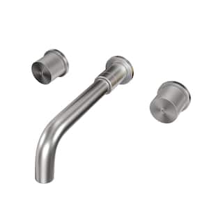 Double-Handle Wall Mounted Bathroom Faucet in Brushed Nickel