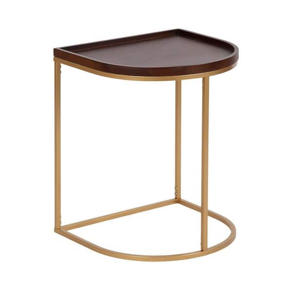Kate and Laurel Dorrah 18 in. W. Walnut Brown Half Circle Mid Century Wood End Table