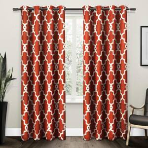 Ironwork Mecca Orange Ogee Woven Room Darkening Grommet Top Curtain, 52 in. W x 84 in. L (Set of 2)