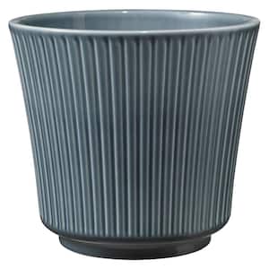 Leeanne 6.7 in. x 6.7 in. D x 5.9 in. H Small Glossy Blue Textured Ceramic Pot