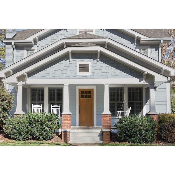 36 in. x 80 in. Right-Hand Craftsman 6 Lite Hazelnut Stain Fiberglass Prehung Front Door with Dentil Shelf & Brickmould
