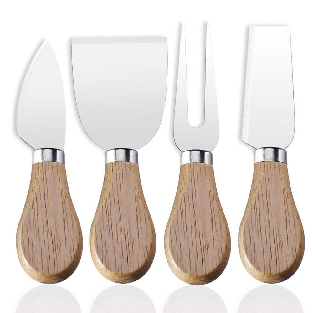 4-Piece Stainless Steel Cheese Knife Set with Wooden Handles Including Cheese Slicer and Spreader Set price history on PriceWatchPro