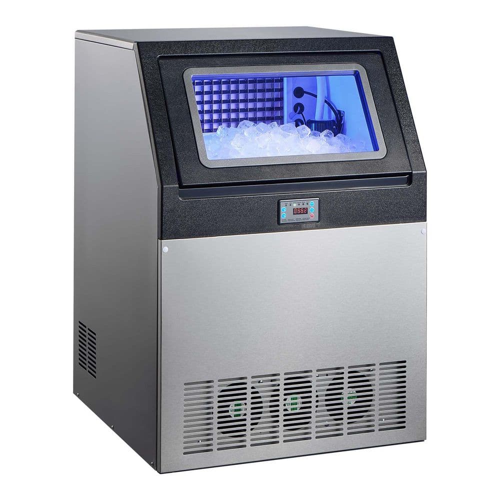 24.53 in. Commercial Ice Maker Machine 360lbs/24H with 85lbs Storage Full Size Cube Freestanding Stainless Steel