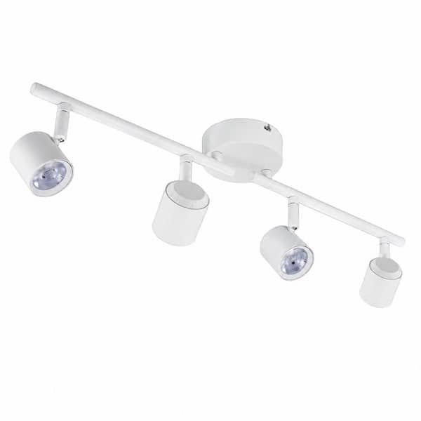 30W 4-Light LED Track Lighting Fixture, 3000K Warm White Dimmable, 24° Beam, CRI90, White