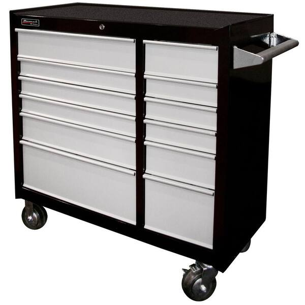 Homak SE Series 41 in. 12-Drawer Roller Cabinet Tool Chest in Black and Gray