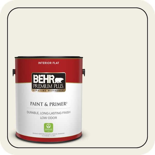BEHR PREMIUM PLUS 1 gal. #PPU10-13 Snowy Pine Flat Low Odor Interior Paint & Primer