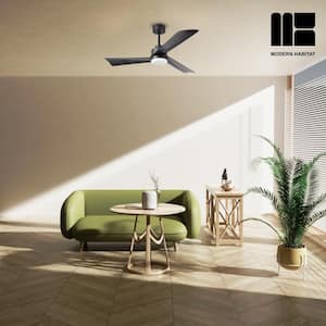 WhisperBloom 52 in. Indoor Matte Black Ceiling Fan with LED Light Bulbs and Remote Control