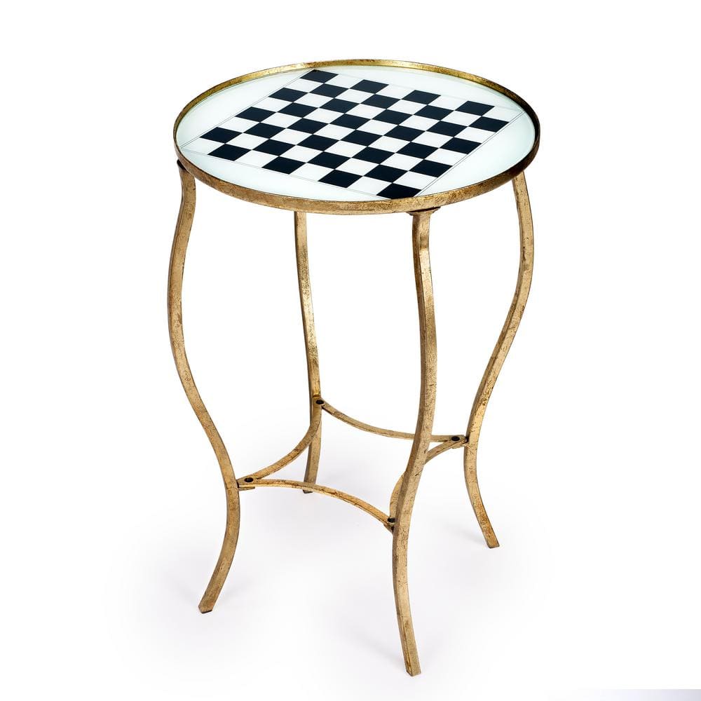 Butler Speciality Company Judith 19 in. Metalworks Antique Gold Round Glass Game/End Table 26.5 in. H x 19.0 in. W x 19.0 in. D -  5341025