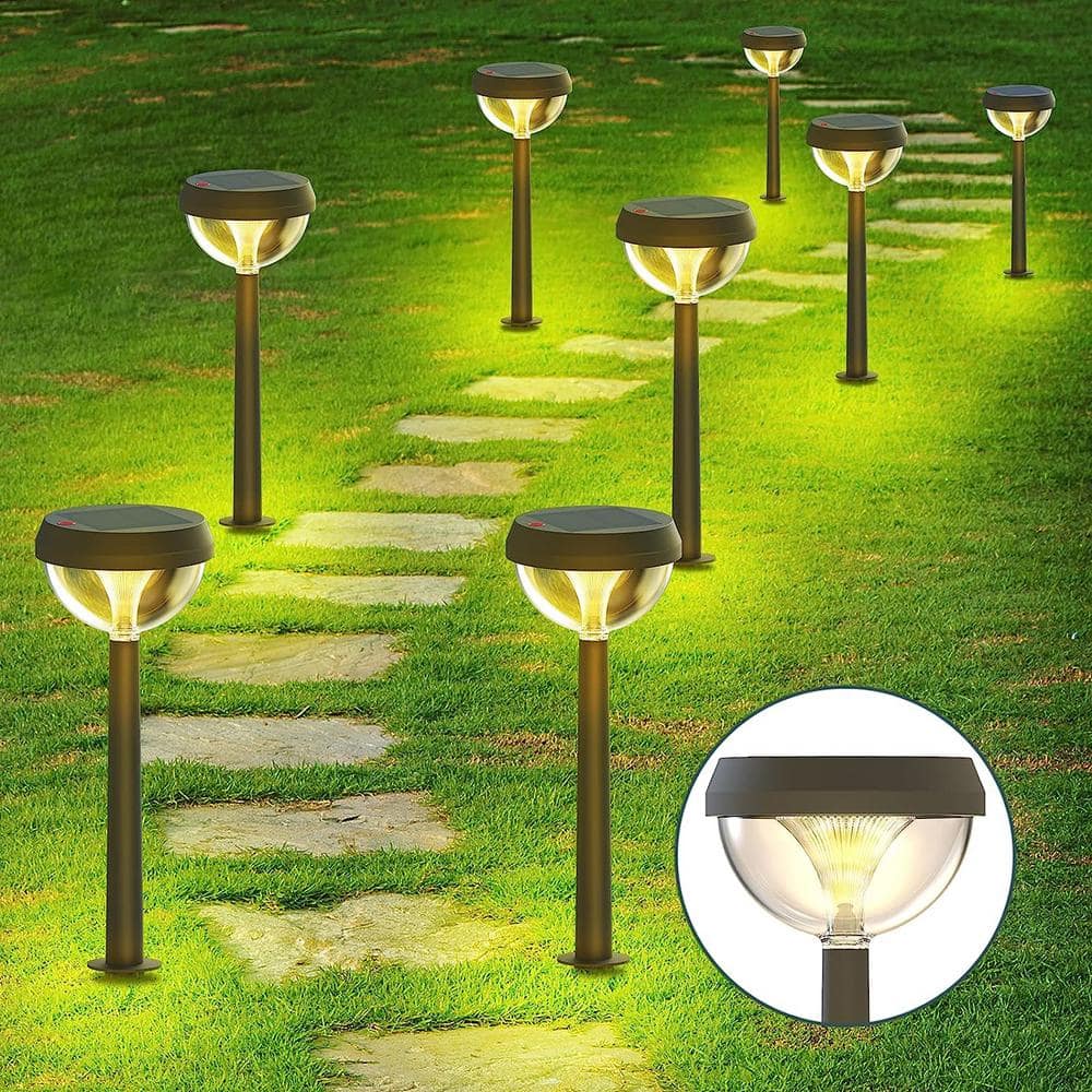 Solar Pathway Lights 8 pack, Warm White Bright LED Solar Outdoor Lights ...