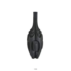 Black Urn Resin Decorative Vase with Intricate Inset Details