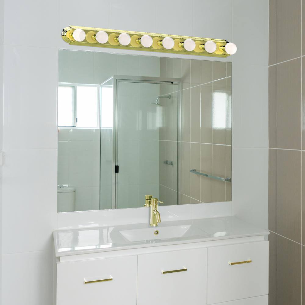Polished Brass 8-Light Dimmable Vanity Bath Bar