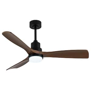 52 in. Black and Dark Brown Indoor Ceiling Fan with Light and Remote