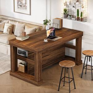 Table De Bar étroite 180cm Avec Prises USB - Console Gain De Place Pour Cuisine, Salon, Entrée - Style Industriel Marron