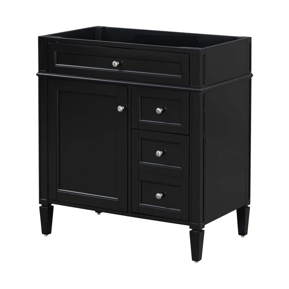 29.3 in. Bath Vanity Cabinet without Top in Black with 2 Drawers and a Tip-out Drawer, Basin Not Included