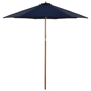 9 ft. Outdoor Patio Market Umbrella with Wooden Pole Navy Blue