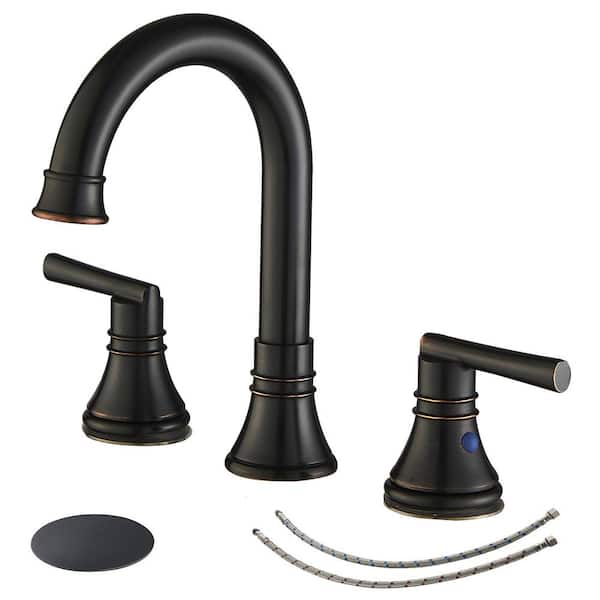 BWE J-Spout 8 in. Widespread 2-Handle Bathroom Sink Faucet in Oil Rubbed Bronze