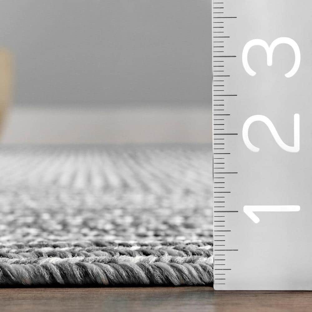 Light Gray Braided Square Synthetic 3' x 5' Indoor/Outdoor Rug