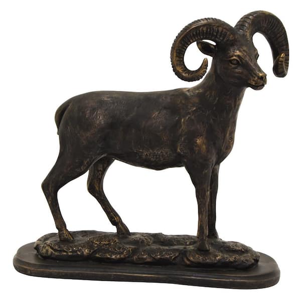 THREE HANDS 13.25 in. Goat Figurine on Base Bronze