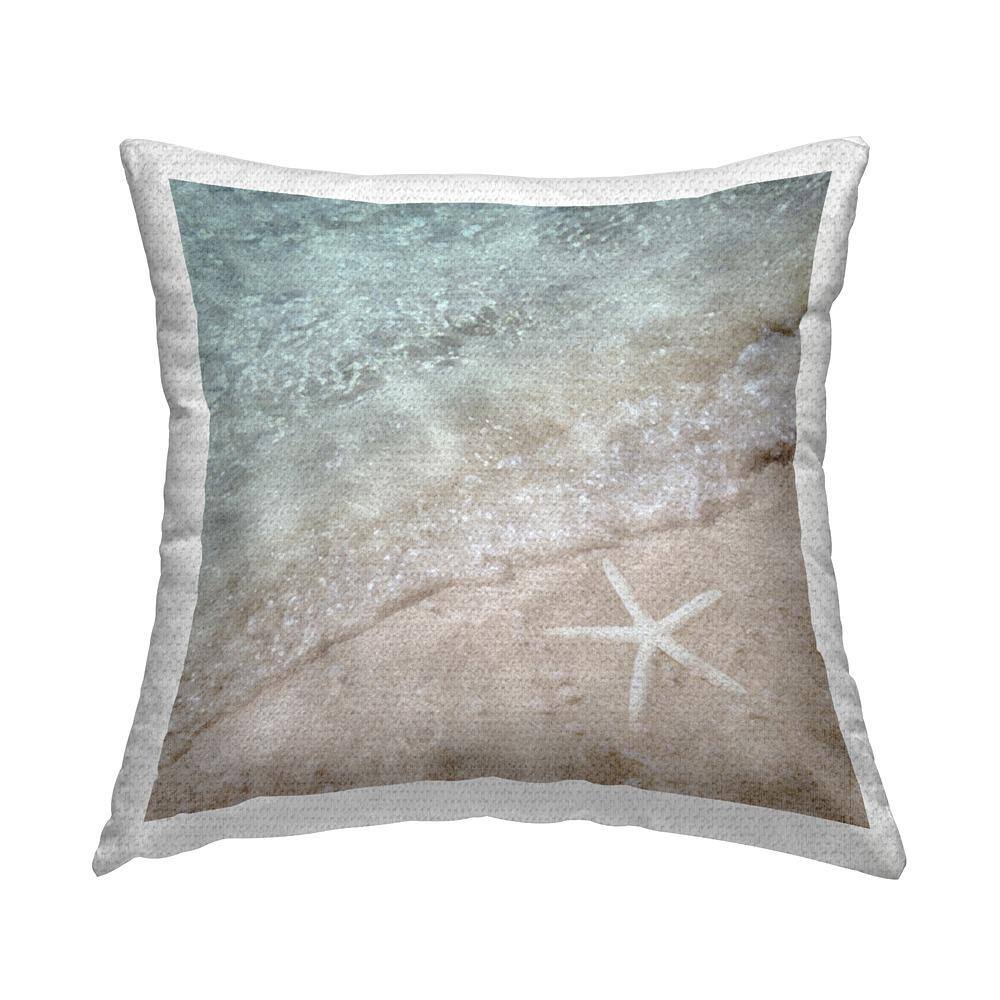 Starfish on Beach Shore Tan Square Outdoor Throw Pillow price history on PriceWatchPro