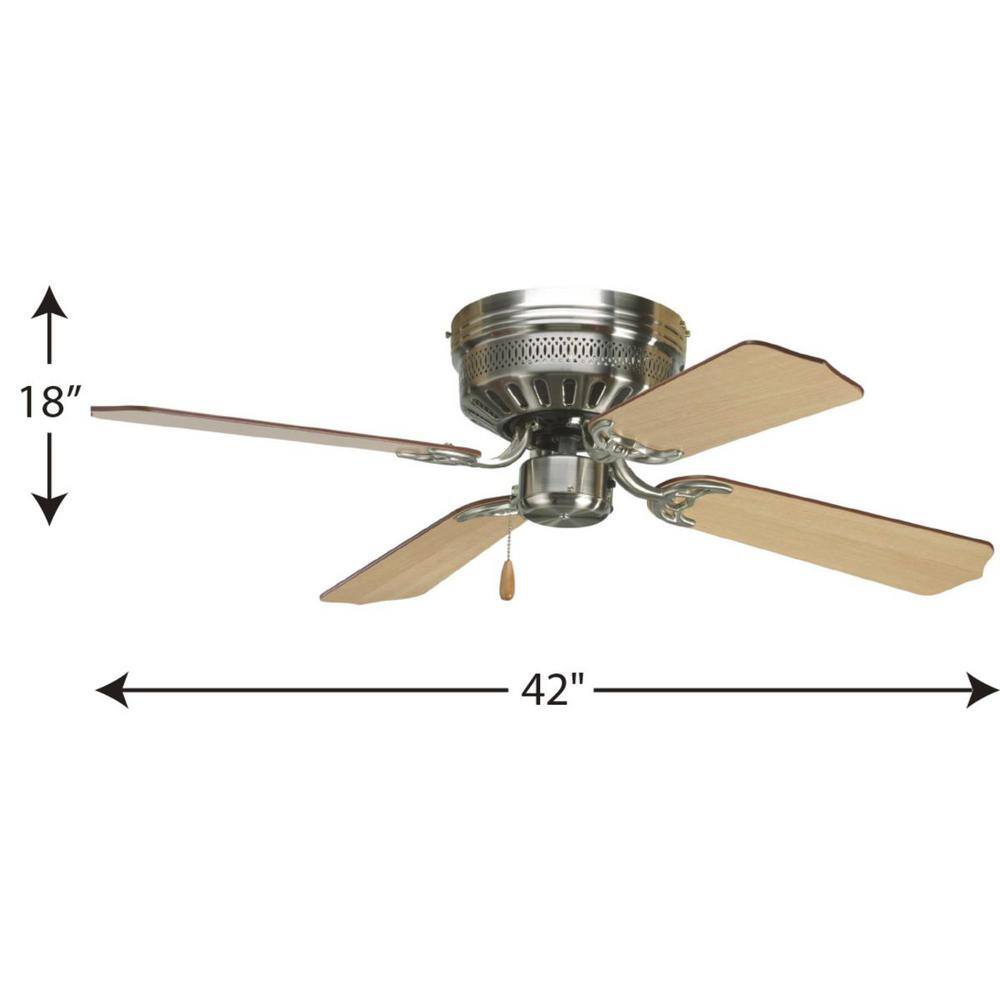 Brushed Nickel 42" Low Profile Ceiling Fan with Reversible Blades