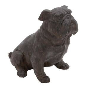 Black Polystone Bull Dog Sculpture