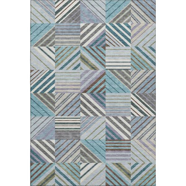 Mayfield Premium Machine Washable Abstract AMF2399 Teal 10 ft. x 14 ft. Area Rug