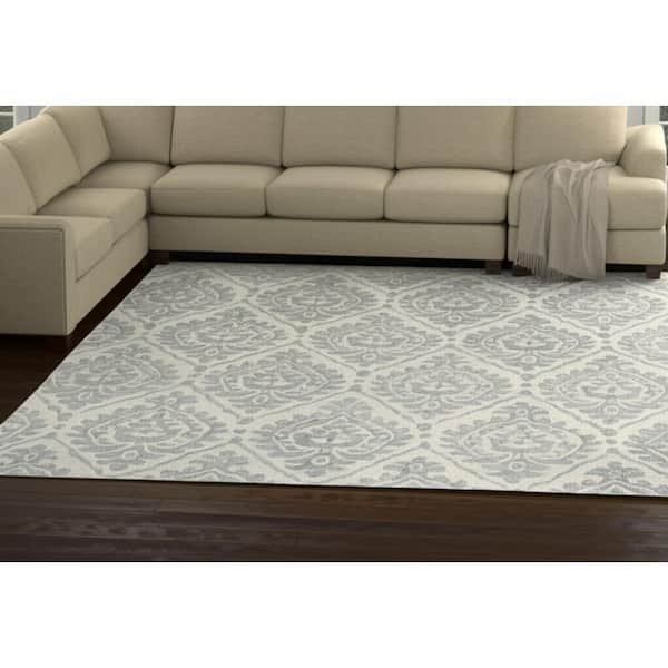 Gray 9 x 12 ft. Tufted Floral Rectangle Indoor Area Rug