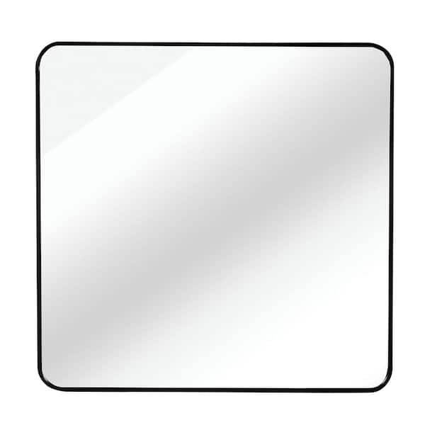 Unbranded Black 36 in W x 1.1 in. H Square Metal Framed Wall Mounted Mirror, Decorative Mirror, Bathroom Mirror
