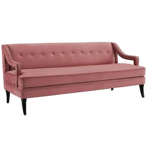 Concur 76 in. Dusty Rose Velvet 4-Seater Tuxedo Sofa with Slope Arms