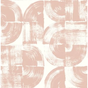 Pink Giulietta Blush Painterly Geometric Fabric Non-Pasted Matte Wallpaper
