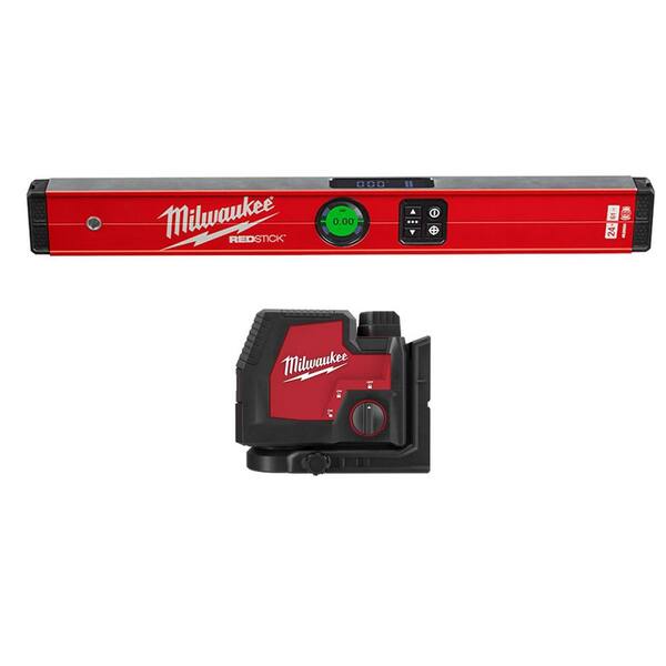 Milwaukee 24 in. REDSTICK Digital Box Level with Green 100 ft. Cross Line and Plumb Points Laser