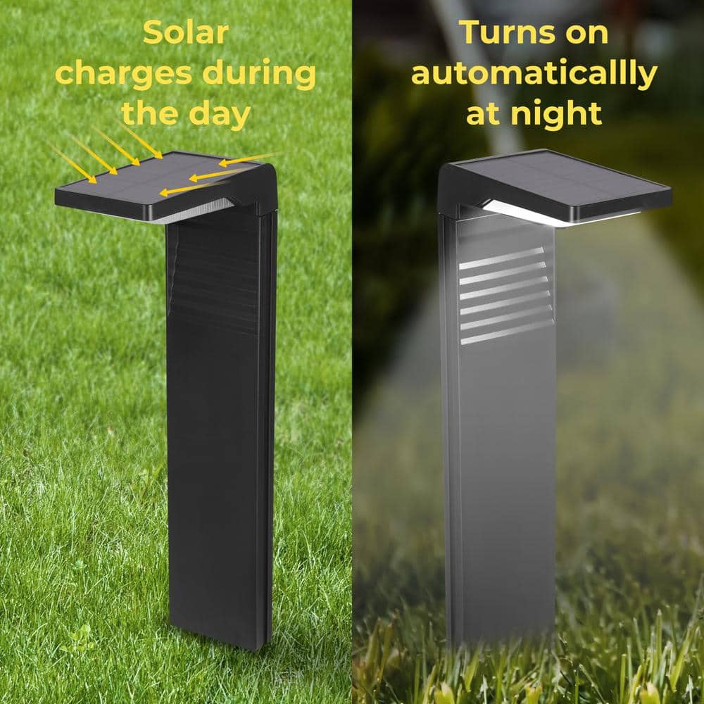16.5" Black Solar LED Pathway Lights with Dusk to Dawn
