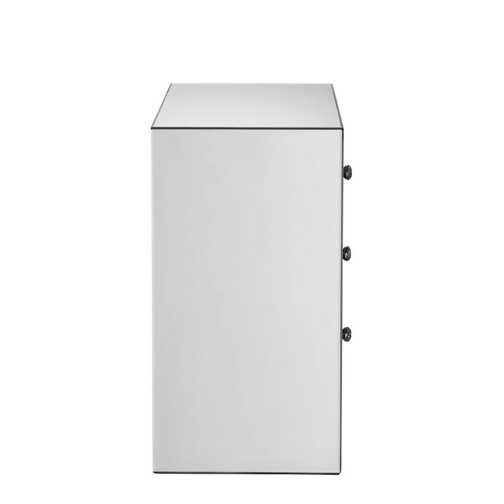 Elegant Mirrored 3-Drawer Nightstand with Faux Agate Inlay