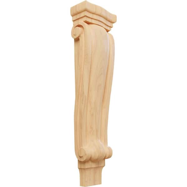 Ekena Millwork 3 in. x 6-1/4 in. x 22 in. Unfinished Wood Red Oak Large Traditional Pilaster Corbel