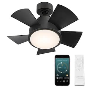 Vox 26 in. Smart Indoor/Outdoor Matte Black Standard Ceiling Fan 3000K Integrated LED with Remote
