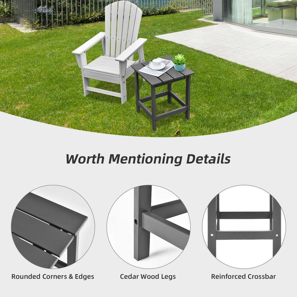 Gray Solid Fir Wood Square Outdoor Side Table