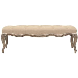Ramsey White/Beige Upholstered Entryway Bench