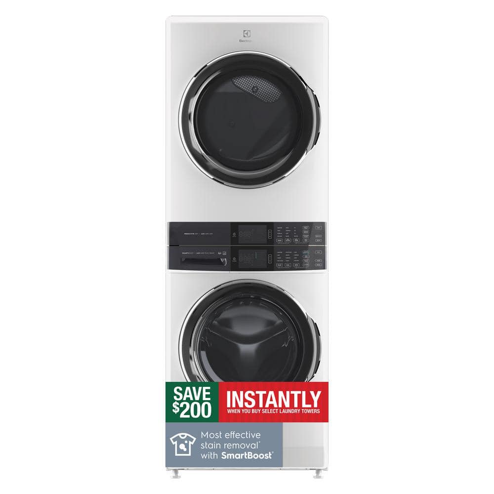 Electrolux 4.5 cu. ft. Stacked Washer and 8.0 cu. ft. Electric Dryer Laundry Tower in White with SmartBoost Premixing, Energy Star