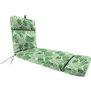 22 in. x 72 in. Outdoor Chaise Lounge Cushion w/Ties &Hanger Loop Bryann Tortoise Green Tropical Rectangular French Edge