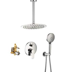 3-Spray Patterns with 2.5 GPM 12 in. Ceiling Mounted Dual Shower Heads Shower System Mix Set in Polished Chrome