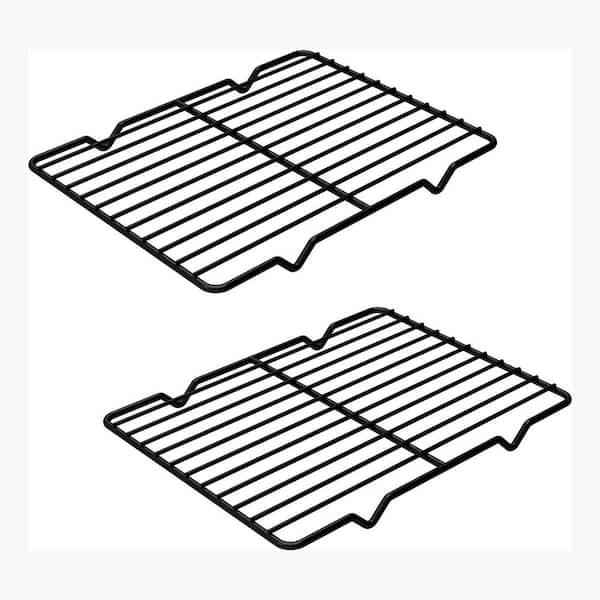 Stainless Steel Black Metal Wire Mesh Grill Grate Rectangle Cooking Cooling Rack for Baking Roasting 2-Pack