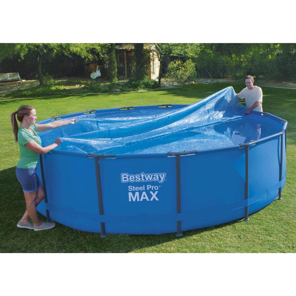 Flowclear 15 ft. x 15 ft. Round Blue Plastic Above Ground Solar Pool Cover