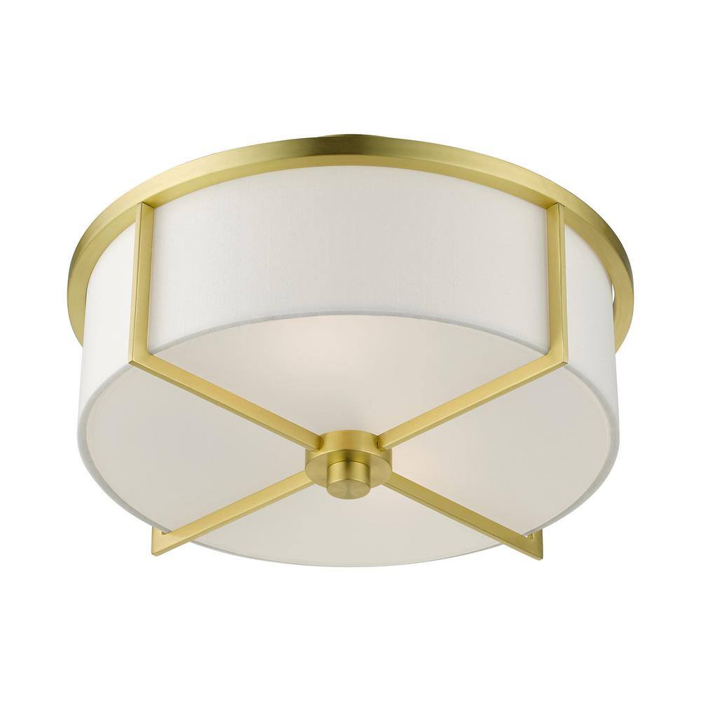 Satin Brass Contemporary 2-Light LED Drum Flush Mount