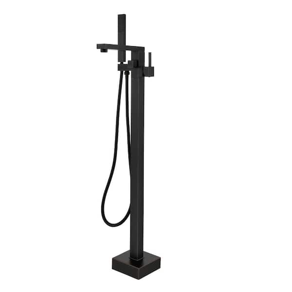 Dimakai Single-Handle Floor-Mounted Bathtub Faucet High Flow Bathroom Tub Filler with Hand Shower in Oil Rubbed Bronze