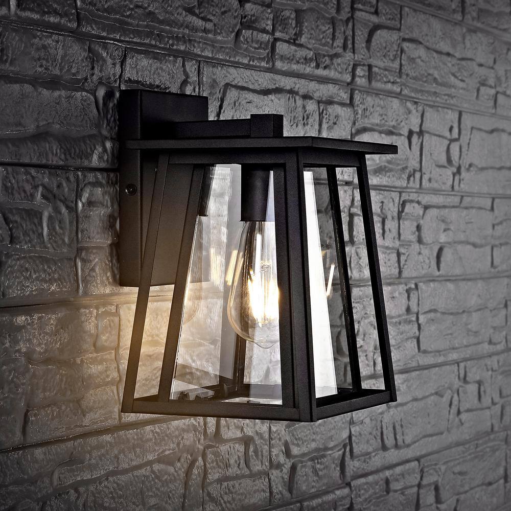 Modern Black Iron Outdoor Wall Lantern - Direct Wired