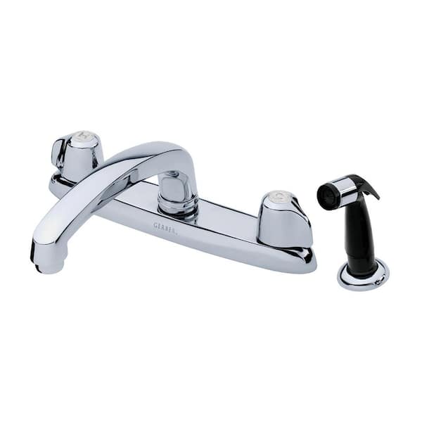 Classics 2-Handle Deck Mount Standard Kitchen Faucet with Side Spray in Chrome