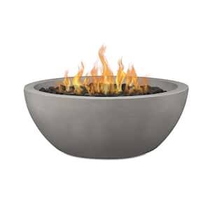 Pompton 38 in. Round Concrete Composite Propane Fire Pit in Shade with Vinyl Cover