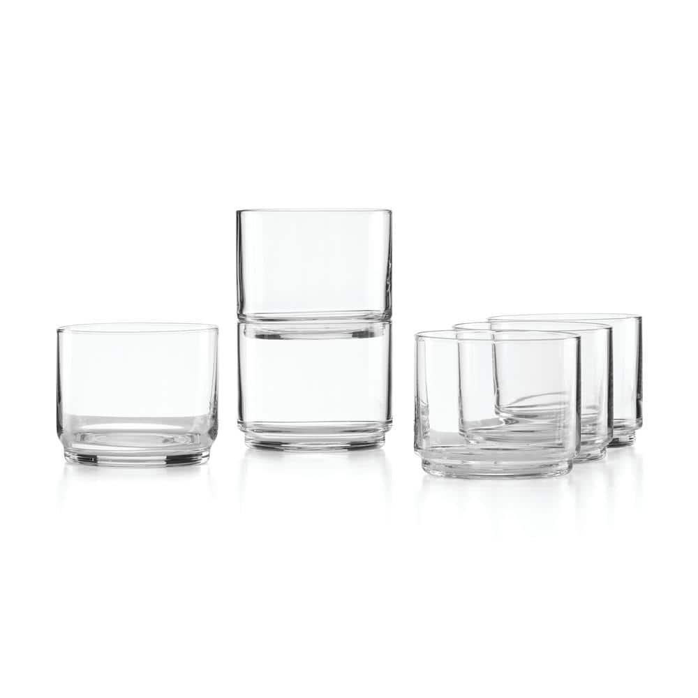 Clear Stackable Short Drinking Glasses Set of Six