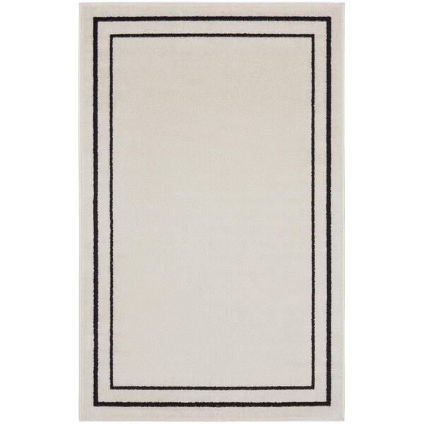 Nourison Essentials Ivory/Black 3 ft. x 5 ft. Solid Contemporary Indoor